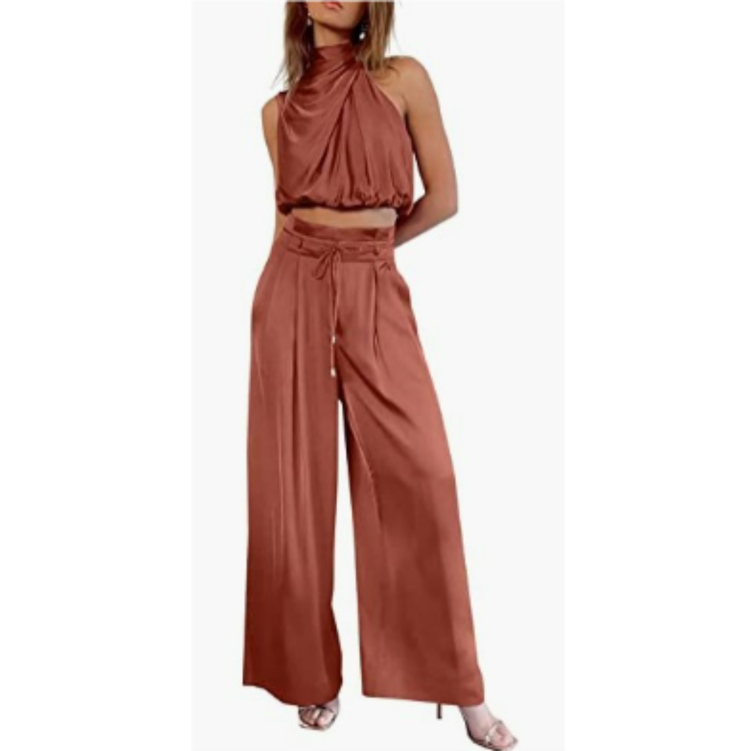 Women’s Summer Jumpsuit – Fluid Wide-Leg Silhouette & Coastal Heritage Majesty orange