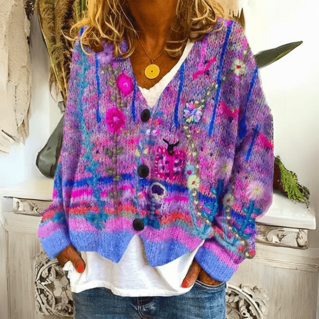 Mechi | Warm and stylish printed vest – Chic Artisan Weather-Shield & Refined Slimming Silhouette Violet