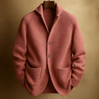 Zipari | Men's Ribbed Cardigan - Full-Zip Knitted Sweater & Stand Collar Warm Jumper Red
