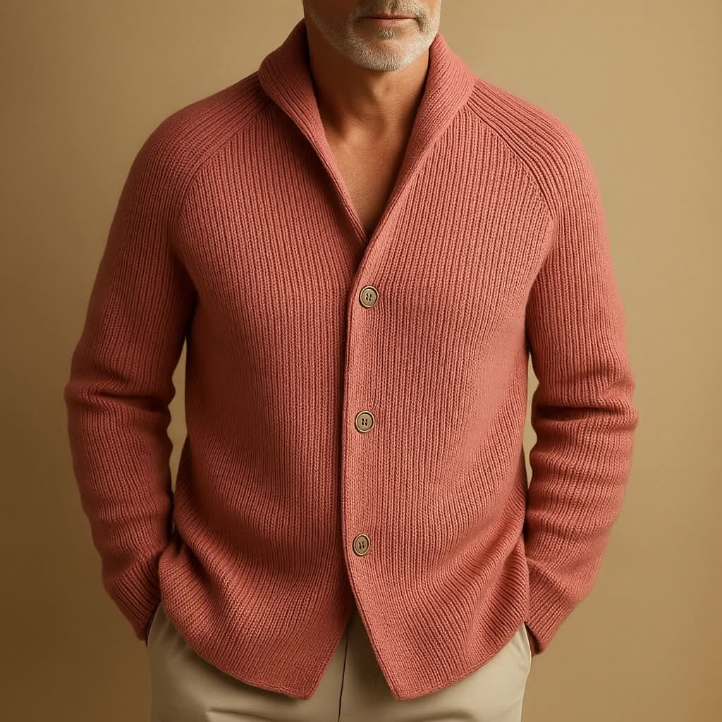 Zipari | Men's Ribbed Cardigan - Full-Zip Knitted Sweater & Stand Collar Warm Jumper