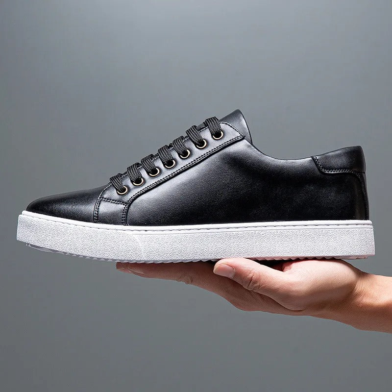 Maver | Men's Genuine Leather Sneaker – Luxury Designer Low Top & Tailored Classic Walking Shoe Black