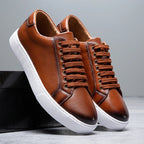 Maver | Men's Genuine Leather Sneaker – Luxury Designer Low Top & Tailored Classic Walking Shoe Brown