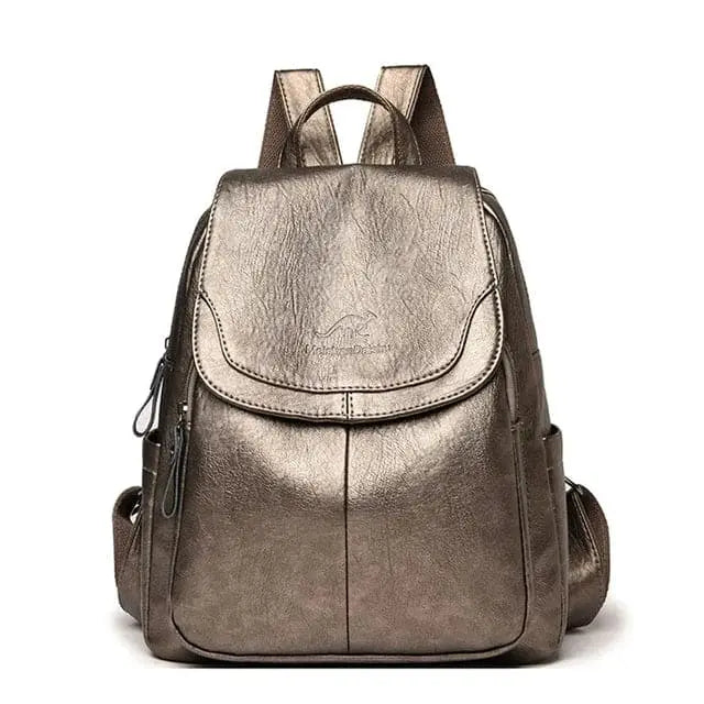 Zahara | Women's Genuine Leather Backpack - Anti-Theft Travel Rucksack Bronze