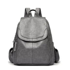 Zahara | Women's Genuine Leather Backpack - Anti-Theft Travel Rucksack Dark Grey