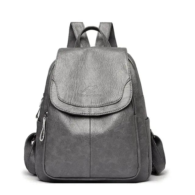 Zahara | Women's Genuine Leather Backpack - Anti-Theft Travel Rucksack Dark Grey