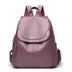 Zahara | Women's Genuine Leather Backpack - Anti-Theft Travel Rucksack violetgrå