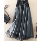 Mechi | High-waisted midi skirt with layered look for women - Modern dark gray