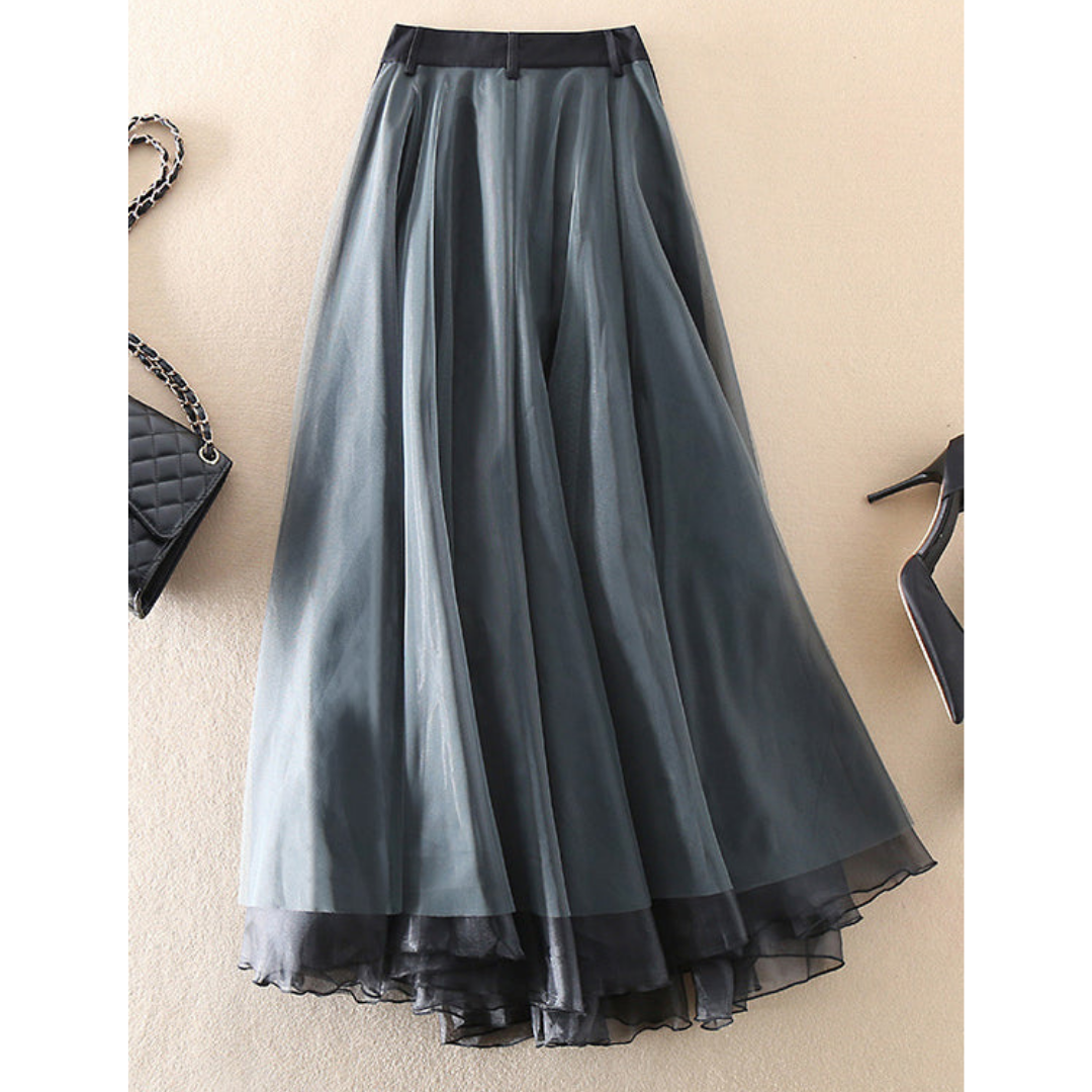Mechi | High-waisted midi skirt with layered look for women - Modern
