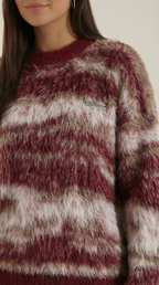 Women's Long Sleeve Patterned Sweater – Geometric Print & Cozy Crewneck