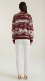 Women's Long Sleeve Patterned Sweater – Geometric Print & Cozy Crewneck