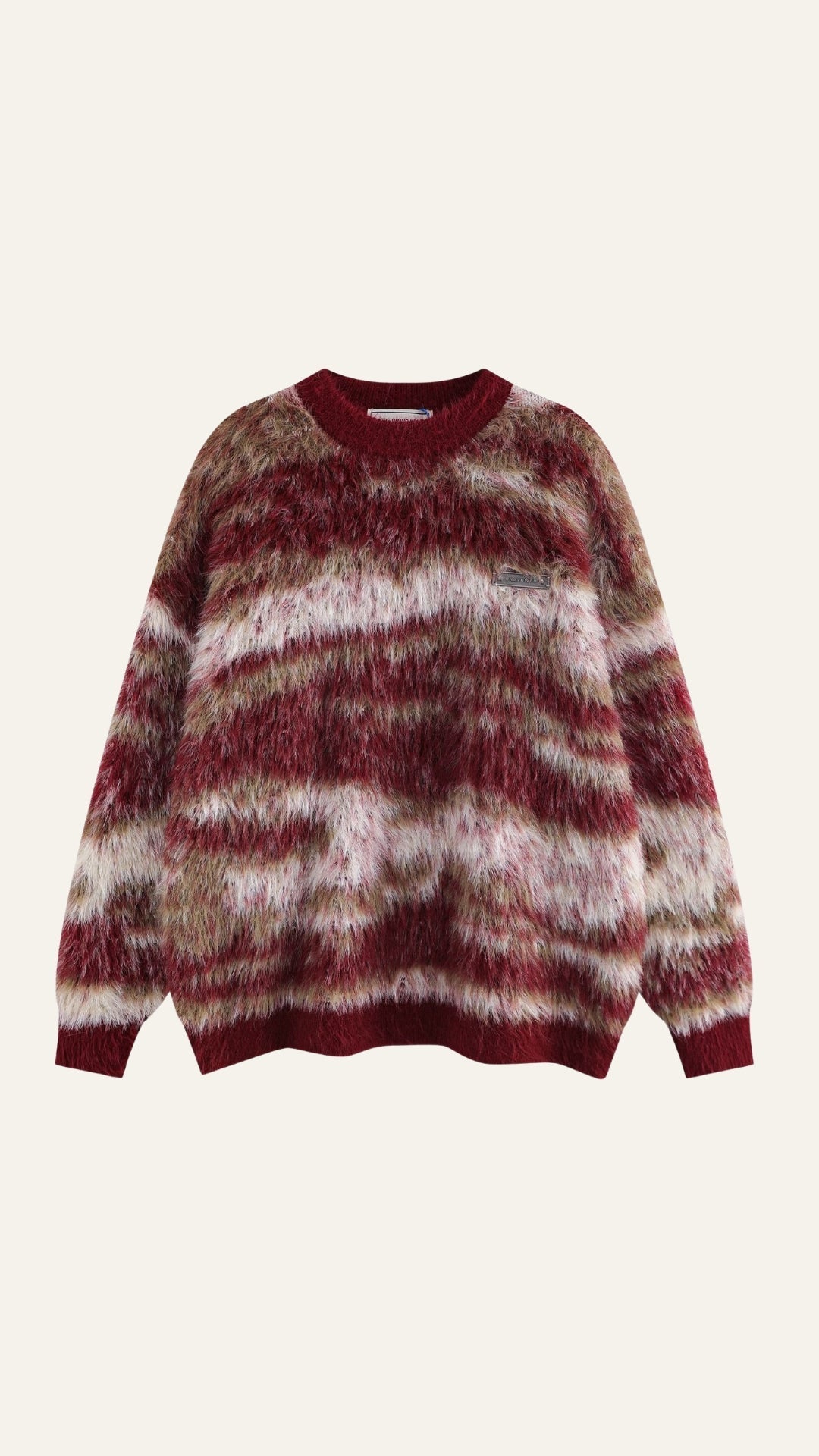 Women's Long Sleeve Patterned Sweater – Geometric Print & Cozy Crewneck