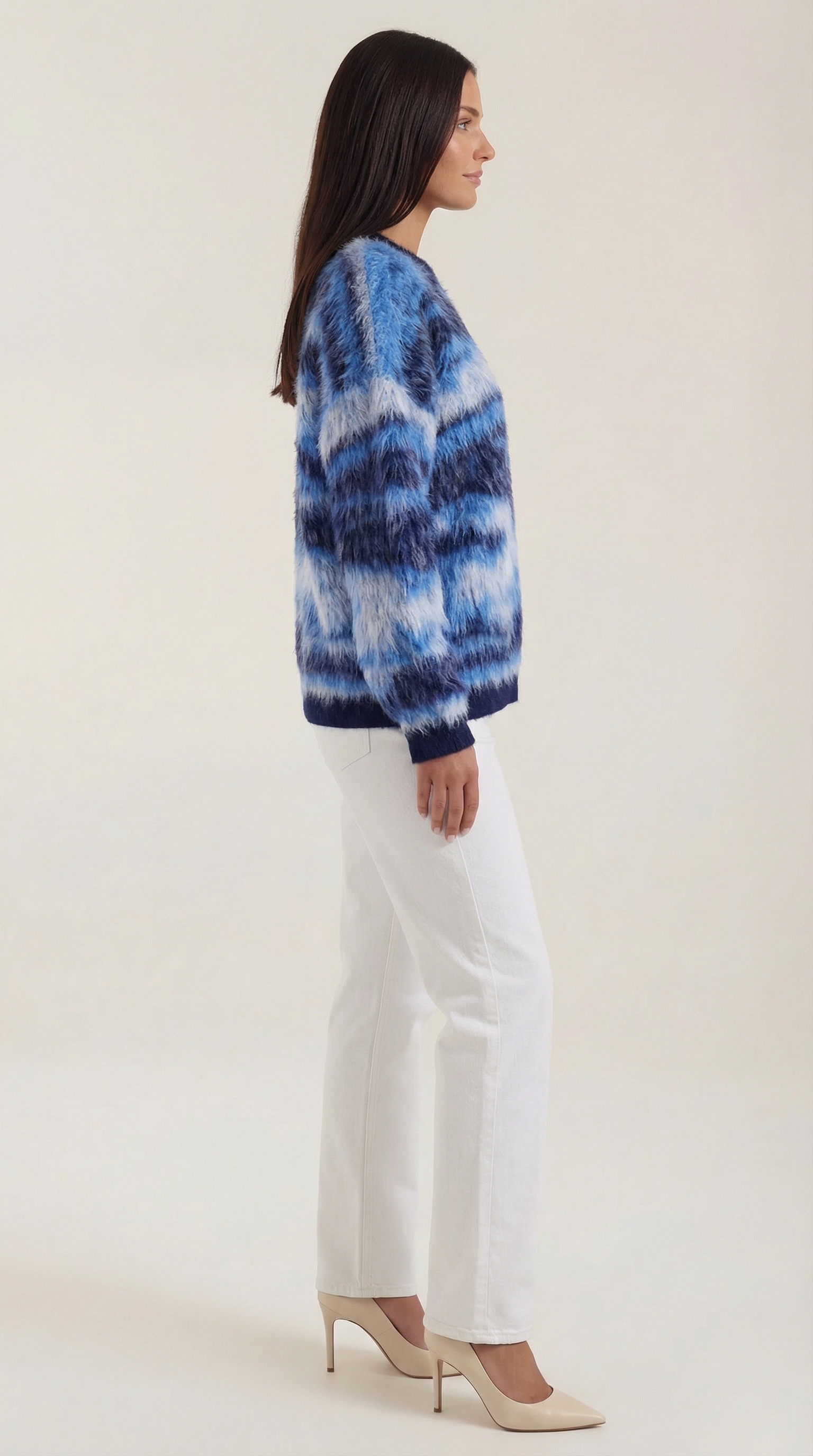 Women's Long Sleeve Patterned Sweater – Geometric Print & Cozy Crewneck