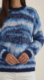 Women's Long Sleeve Patterned Sweater – Geometric Print & Cozy Crewneck