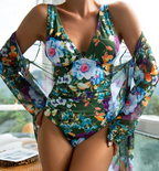 Women’s Summer Swimwear Set – Botanical High-Tension Fabric, Sculptural Contour & Tropical Vitality green