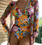 Women’s Summer Swimwear Set – Botanical High-Tension Fabric, Sculptural Contour & Tropical Vitality orange