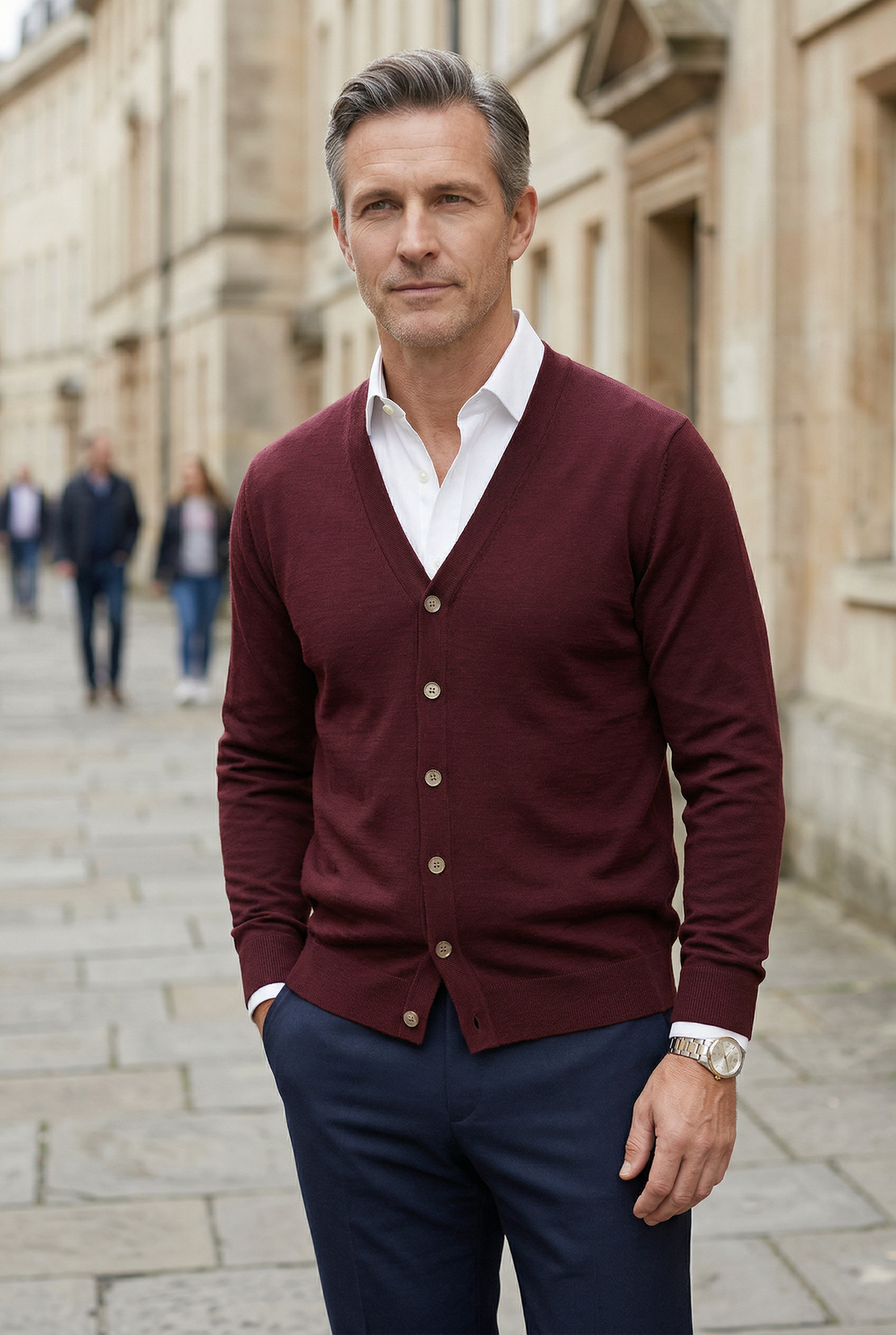 Calico | Men's V-Neck Button-Front Cardigan - Classic Knit Sweater