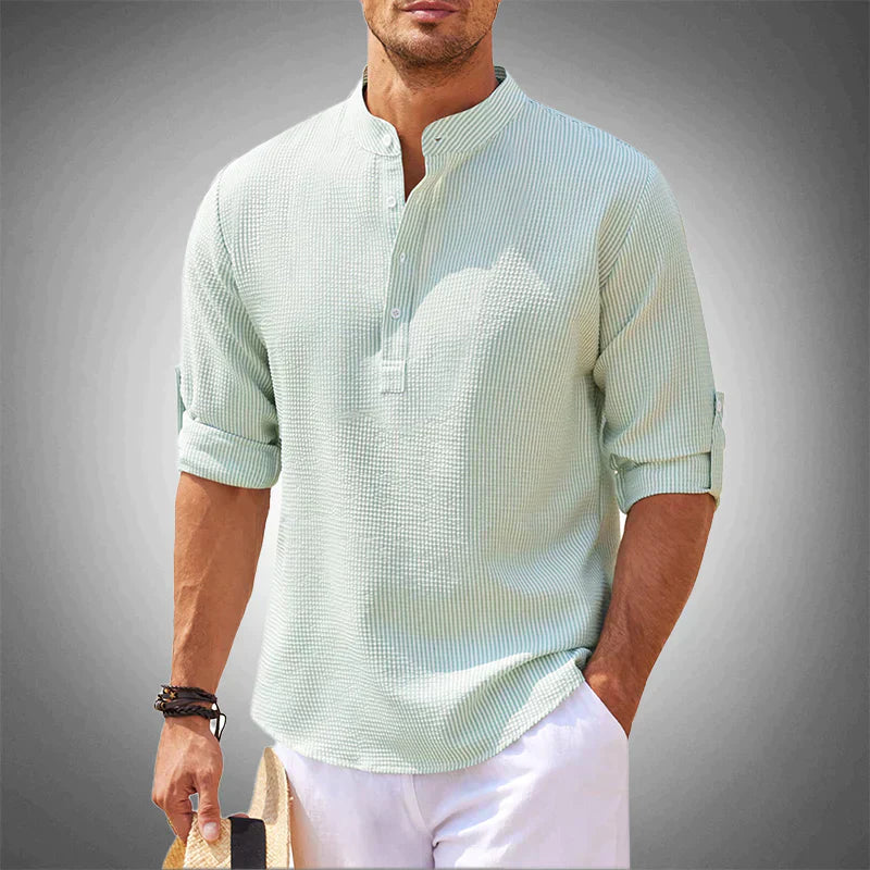 Men's Casual Henley Shirt Lightweight Breathable Comfortable light green