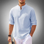 Men's Casual Henley Shirt Lightweight Breathable Comfortable blue