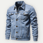 Men's Denim Trucker Jacket With Durable Cotton And Comfort Blue