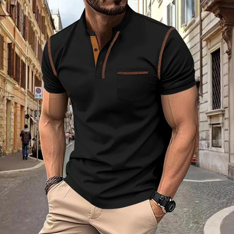 Men's Polo Shirt Cotton Blue All-round comfort and leisure black