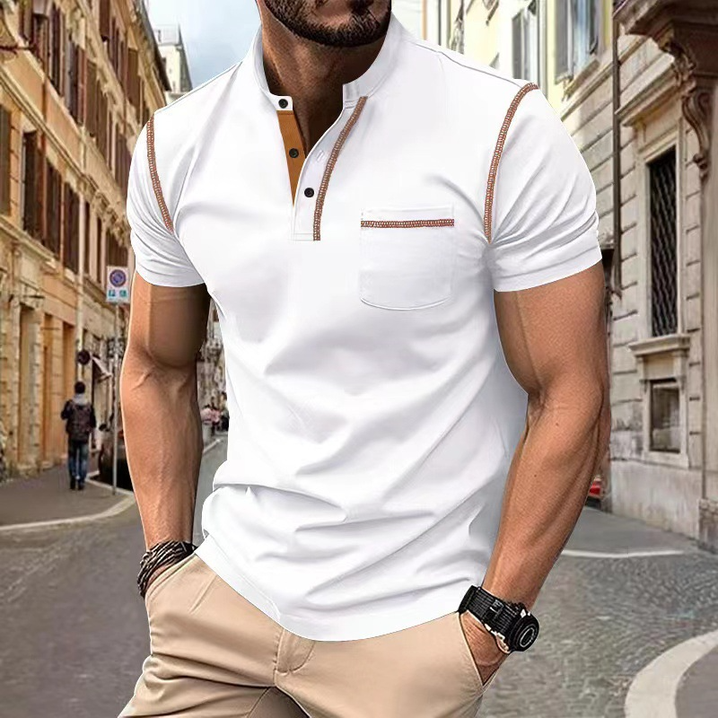 Men's Polo Shirt Cotton Blue All-round comfort and leisure white