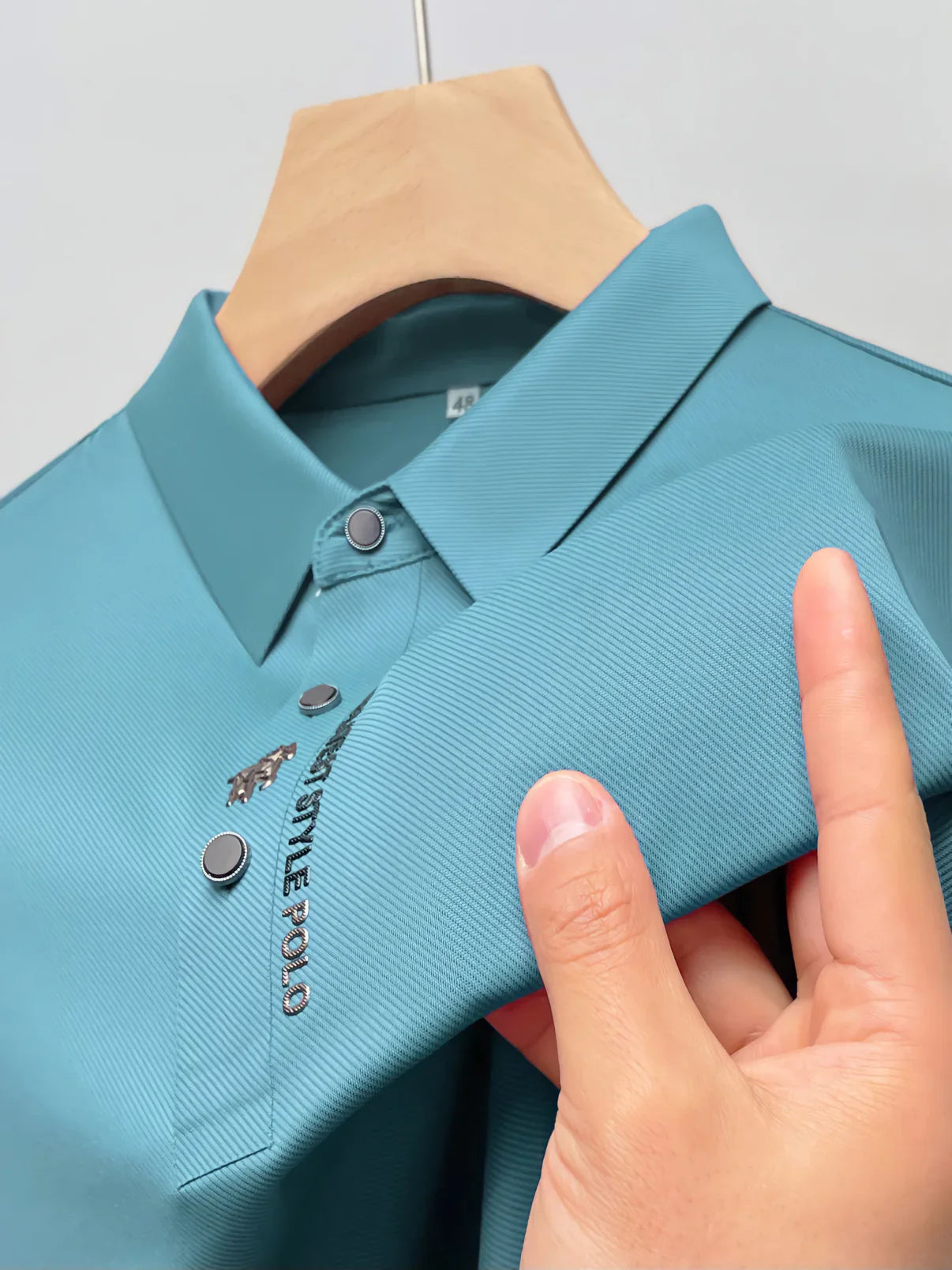 Men's Polo Shirt Muscle Fit Cotton Italian Design Aqua Blue