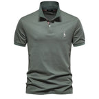 Hommes | Men's Polo Shirt with Button Placket and Ribbed Cuffs Green