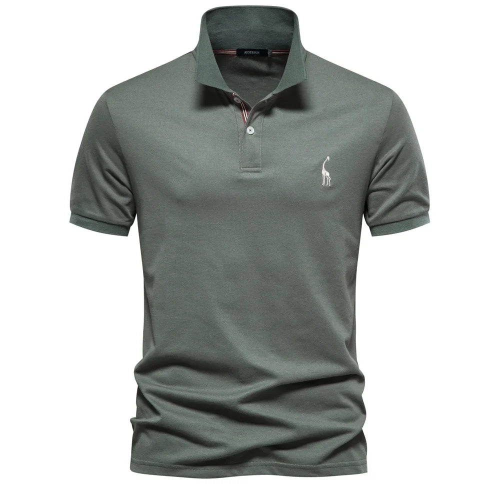 Hommes | Men's Polo Shirt with Button Placket and Ribbed Cuffs Green
