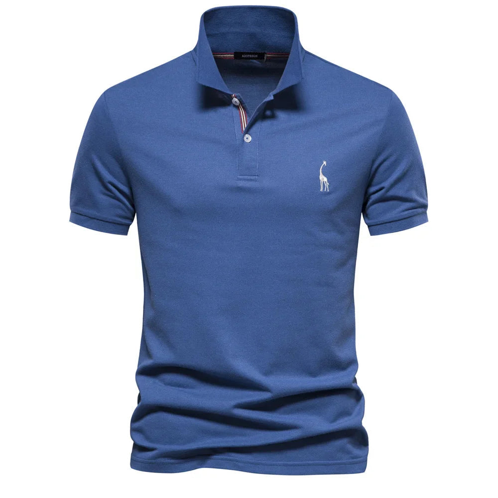 Hommes | Men's Polo Shirt with Button Placket and Ribbed Cuffs Blue
