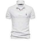 Hommes | Men's Polo Shirt with Button Placket and Ribbed Cuffs White