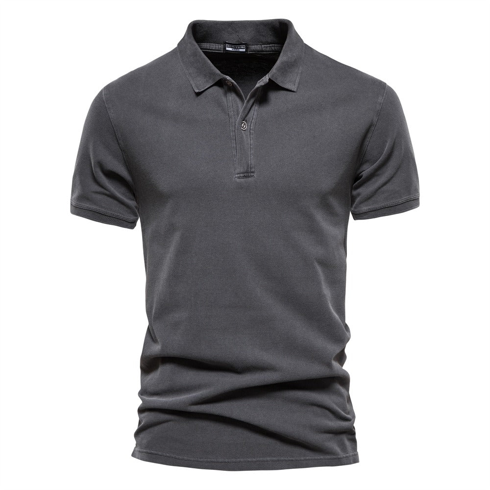 Ranches | Men's Polo Shirt with Short Sleeves and Button Placket Grey
