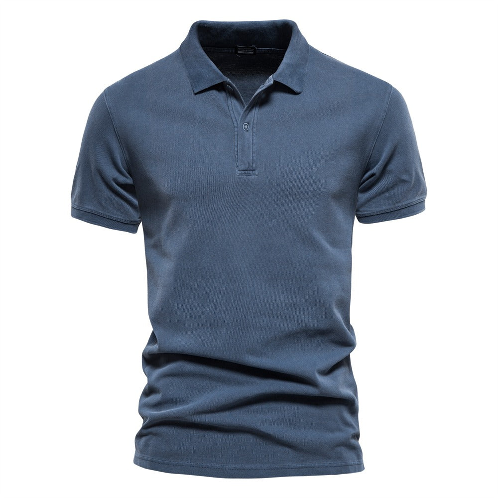 Ranches | Men's Polo Shirt with Short Sleeves and Button Placket Blue
