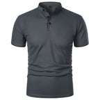 Vaines | Men's Polo Shirt with Stand Collar and Short Sleeves Dark Grey