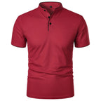 Vaines | Men's Polo Shirt with Stand Collar and Short Sleeves Red