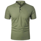 Vaines | Men's Polo Shirt with Stand Collar and Short Sleeves Green