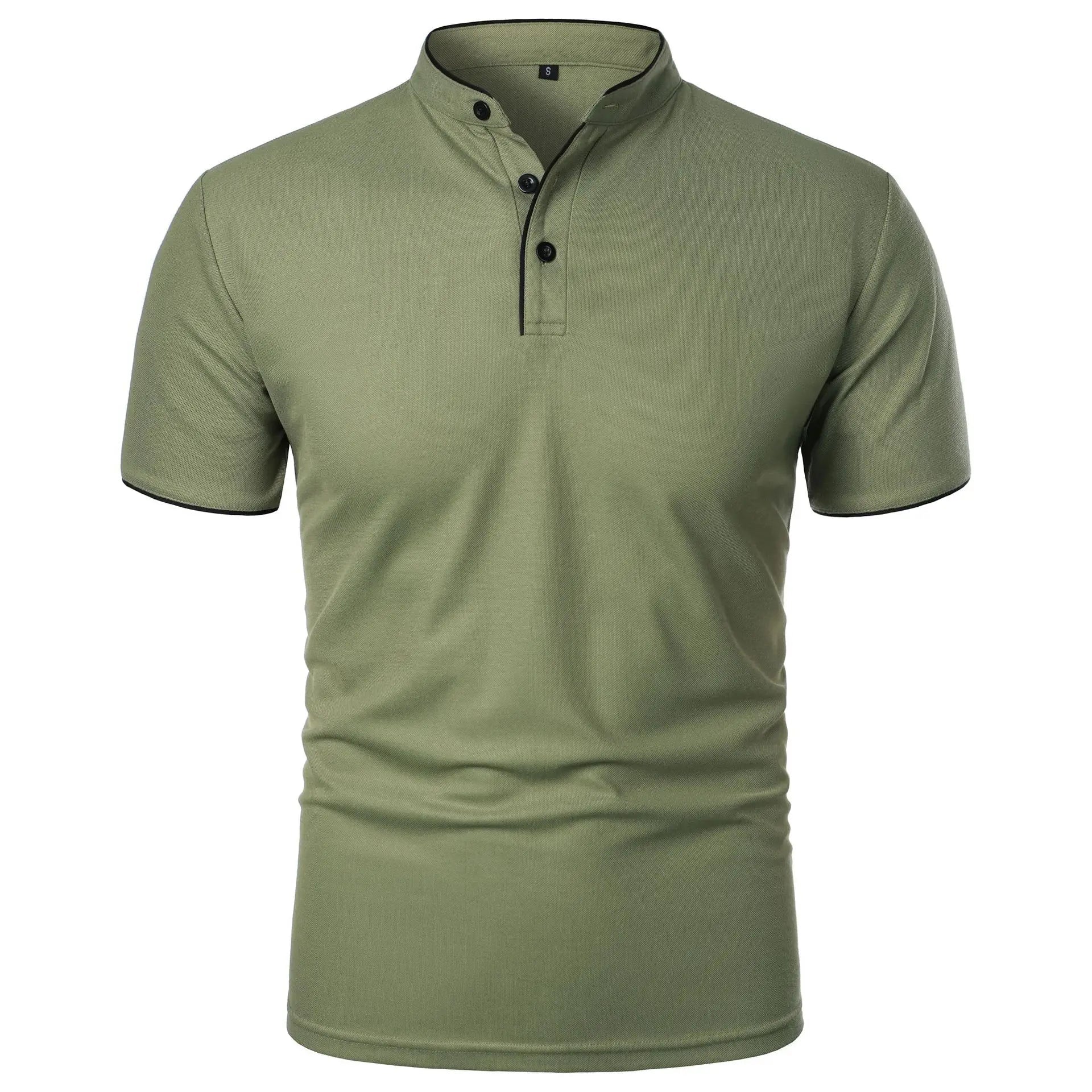 Vaines | Men's Polo Shirt with Stand Collar and Short Sleeves Green