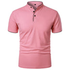 Vaines | Men's Polo Shirt with Stand Collar and Short Sleeves Pink