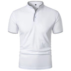 Vaines | Men's Polo Shirt with Stand Collar and Short Sleeves White