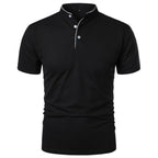 Vaines | Men's Polo Shirt with Stand Collar and Short Sleeves Black