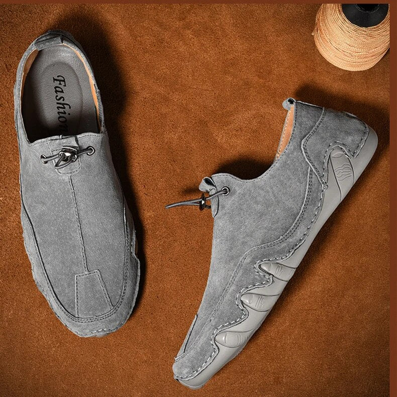 Men’s Slip-On Shoes with Front Pull Loop and Side Panels Grey