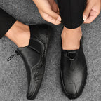 Men’s Slip-On Shoes with Front Pull Loop and Side Panels Black