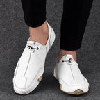Men’s Slip-On Shoes with Front Pull Loop and Side Panels White