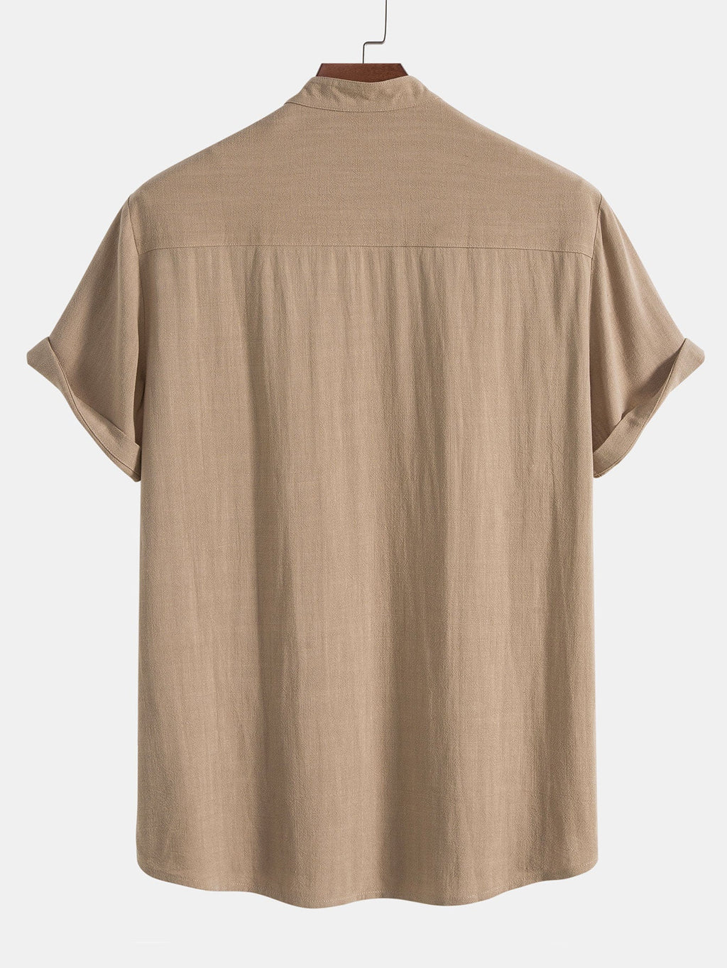 Men's Summer Set Shirt and Trousers Stand Collar Short Sleeve Lightweight