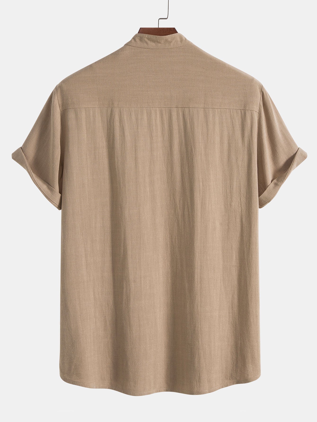 Men's Summer Set Shirt and Trousers Stand Collar Short Sleeve Lightweight