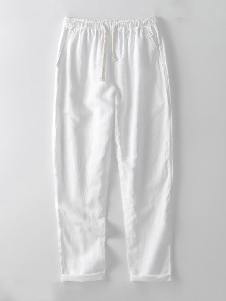 Men's Summer Set Shirt and Trousers Stand Collar Short Sleeve Lightweight
