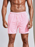 Men's Swim Shorts Casual Quick-Drying Beachwear With Elastic Waistband Pink