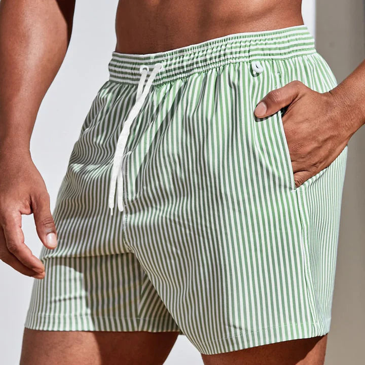 Men's Swim Shorts Casual Quick-Drying Beachwear With Elastic Waistband Green