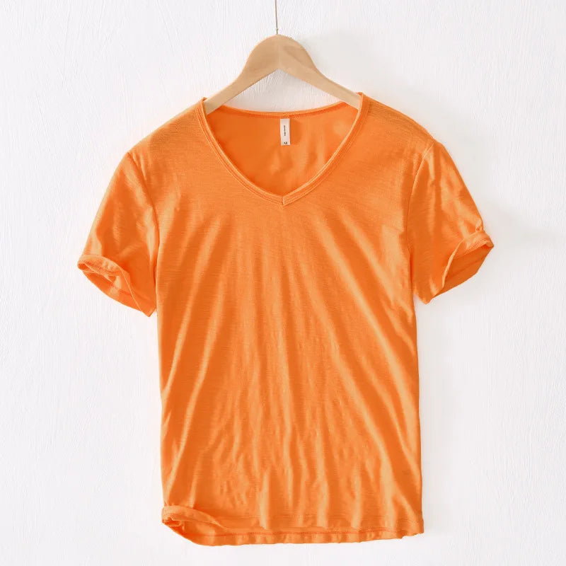 Atmos | Men’s T-Shirt with V-Neck and Short Sleeves Orange
