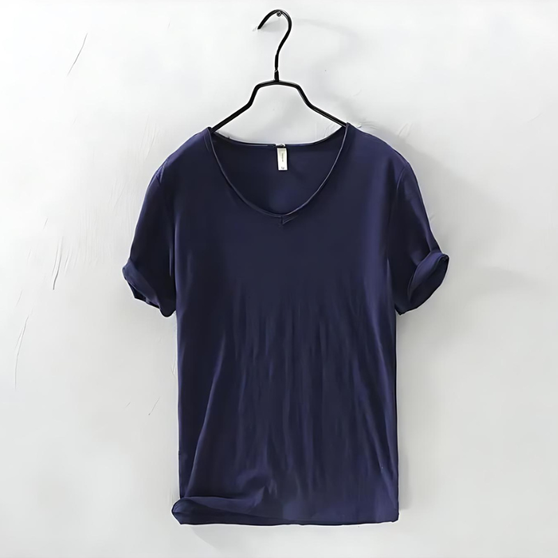 Atmos | Men’s T-Shirt with V-Neck and Short Sleeves Navy Blue