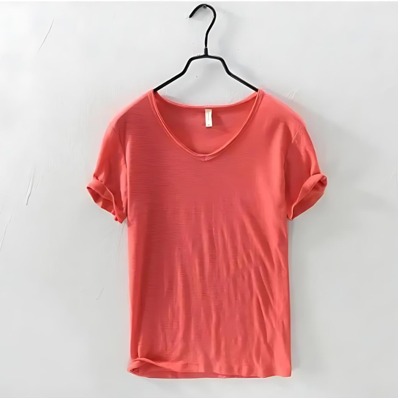 Atmos | Men’s T-Shirt with V-Neck and Short Sleeves Red